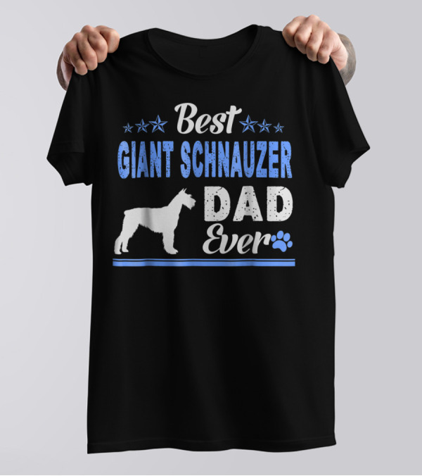 Best Giant Schnauzer Dad Ever Stars Blue Paw Prints T-Shirt