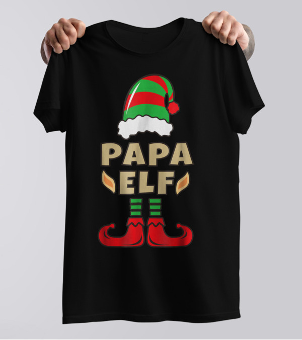 Papa Elf Christmas Elf Hat And Shoes T-Shirt