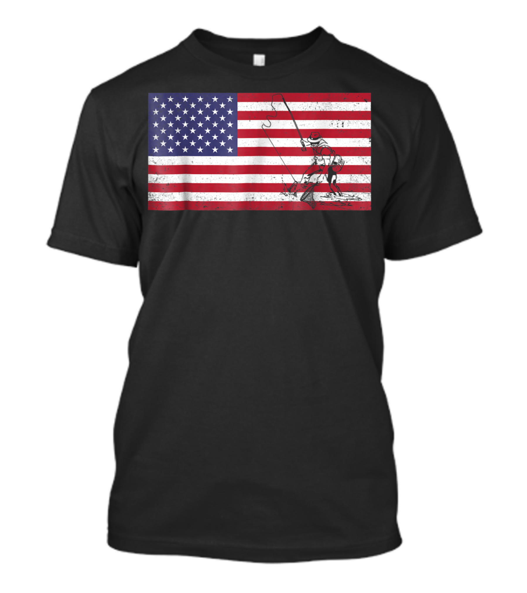 4th Of July Fly Fishing American Flag Grandpa Fish USA T-Shirt