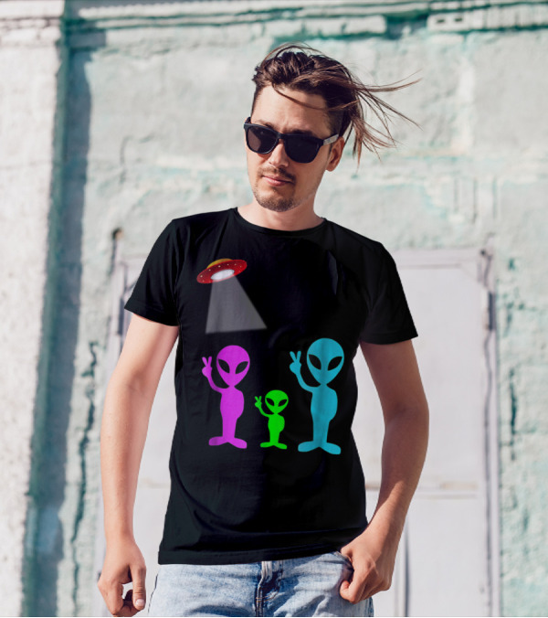 Alien Visitors Fun Space Science Wear Lt88 Peaceful Encounters T-Shirt