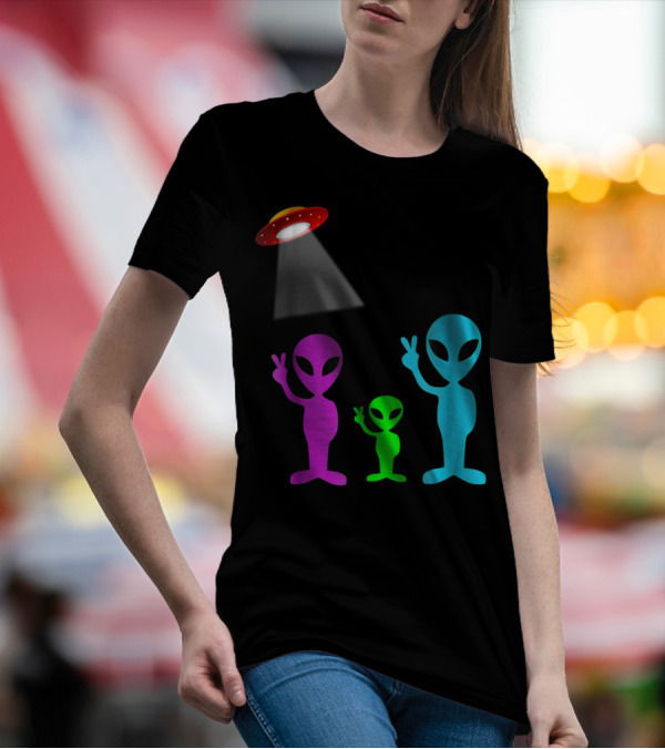 Alien Visitors Fun Space Science Wear Lt88 Peaceful Encounters T-Shirt