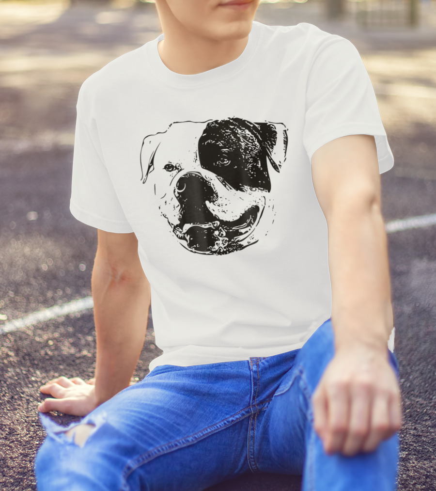 American Bulldog Dog Mom Or Dad Face T-Shirt