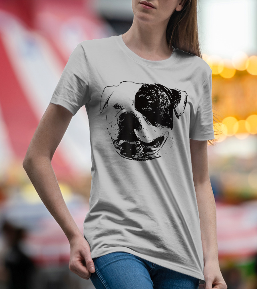 American Bulldog Dog Mom Or Dad Face T-Shirt