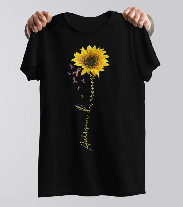 Autism Awareness Sunflower Puzzle Ribbon Kids69 T-Shirt