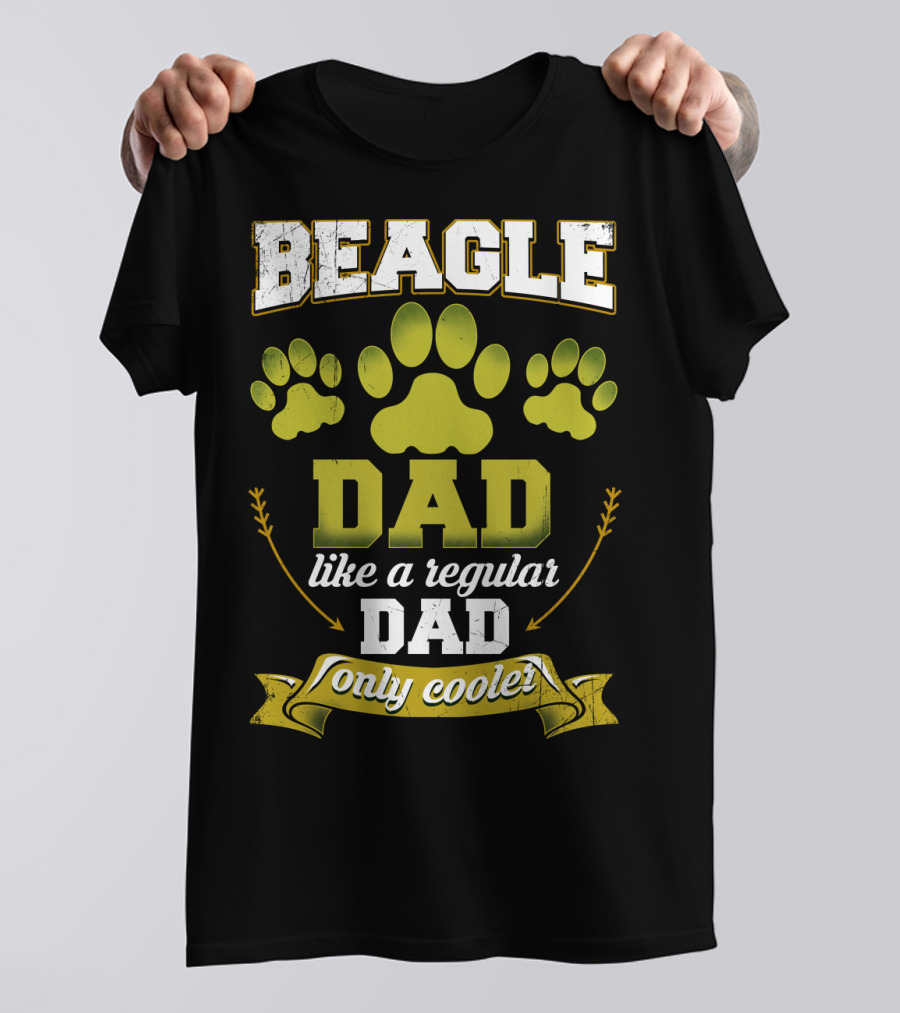 Beagle Dad Like A Regular Dad Only Cooler Paw Prints T-Shirt