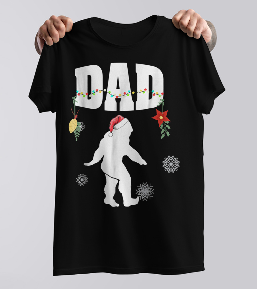 Dad Bigfoot Santa Christmas Family Matching T-Shirt