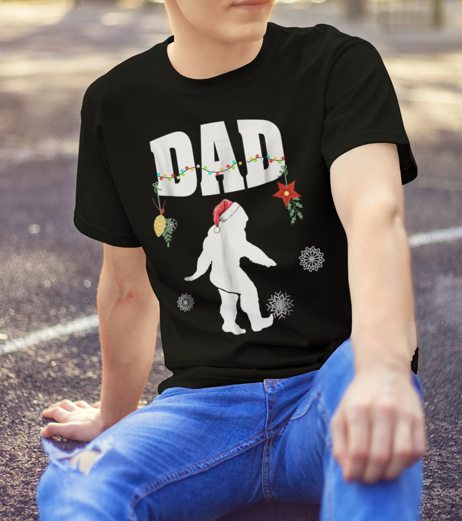 Dad Bigfoot Santa Christmas Family Matching T-Shirt