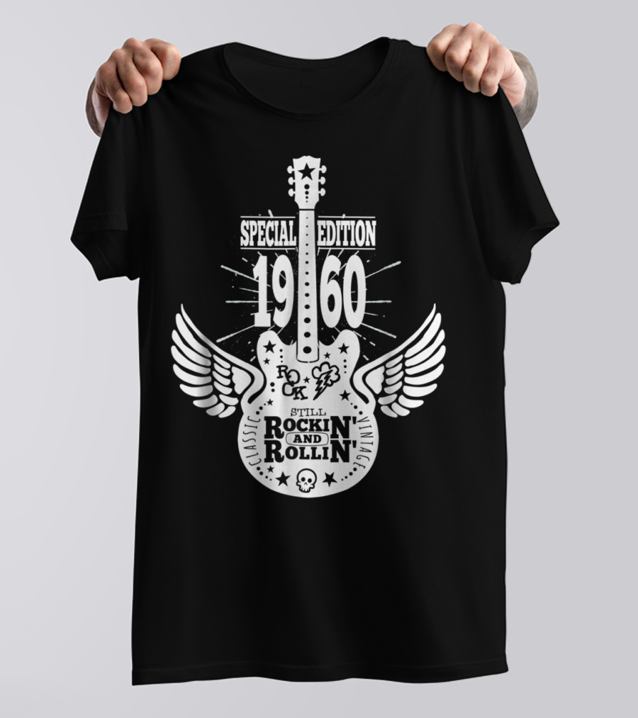 Special Edition 1960 Vintage Classic Rock And Roll Winged Guitar T-Shirt