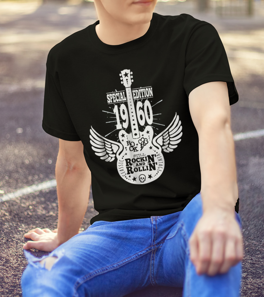 Special Edition 1960 Vintage Classic Rock And Roll Winged Guitar T-Shirt