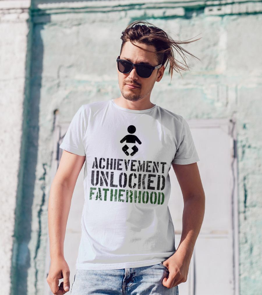 Achievement Unlocked Fatherhood Gamer Dad T-Shirt