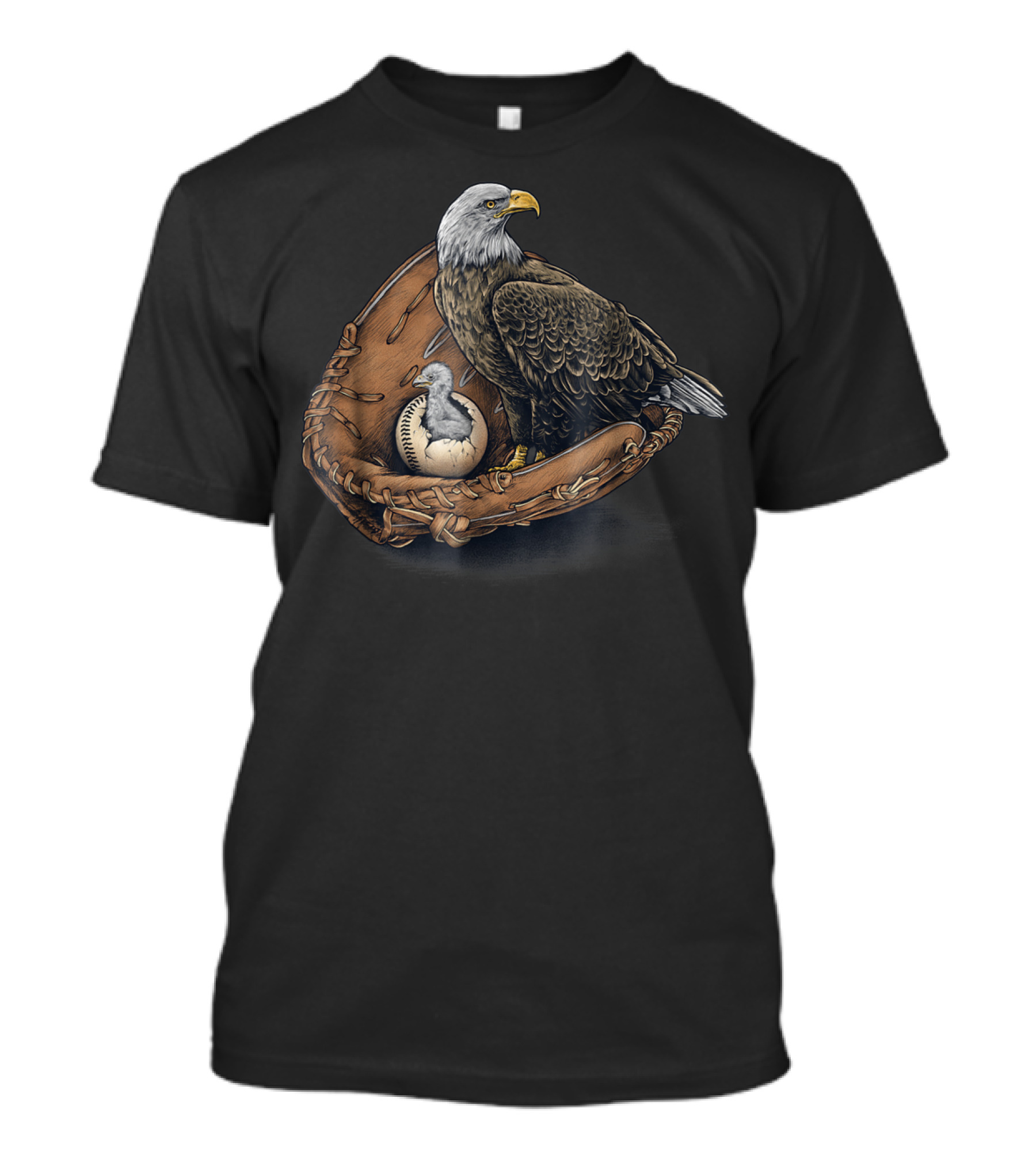 American Baseball Bald Eagle With Glove And Baseball Nestling Kids11 T-Shirt