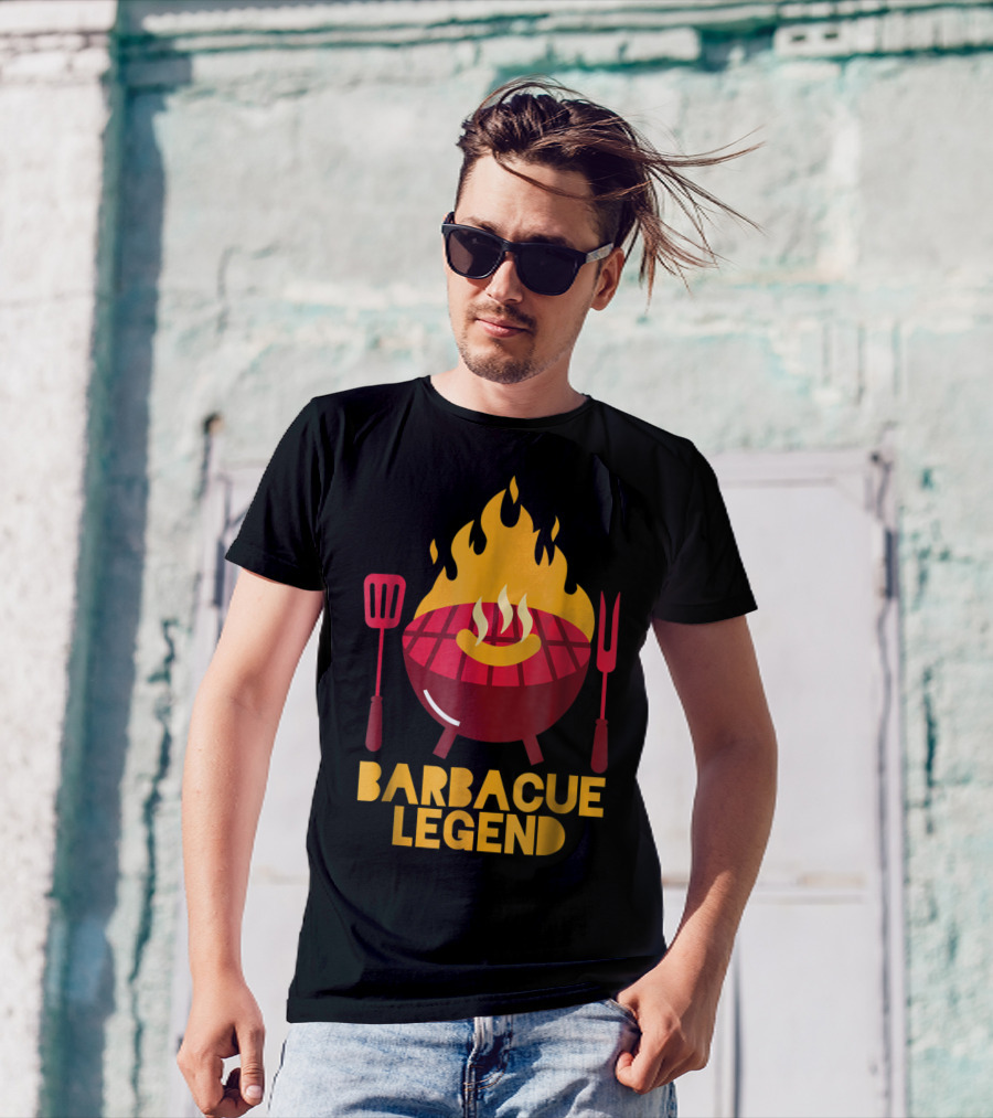 Barbecue Legend Hot BBQ Flaming Grill Grilling Dad62 T-Shirt