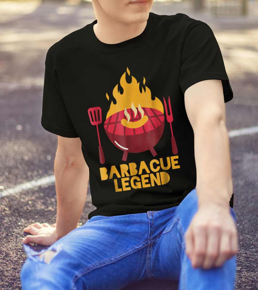 Barbecue Legend Hot BBQ Flaming Grill Grilling Dad62 T-Shirt