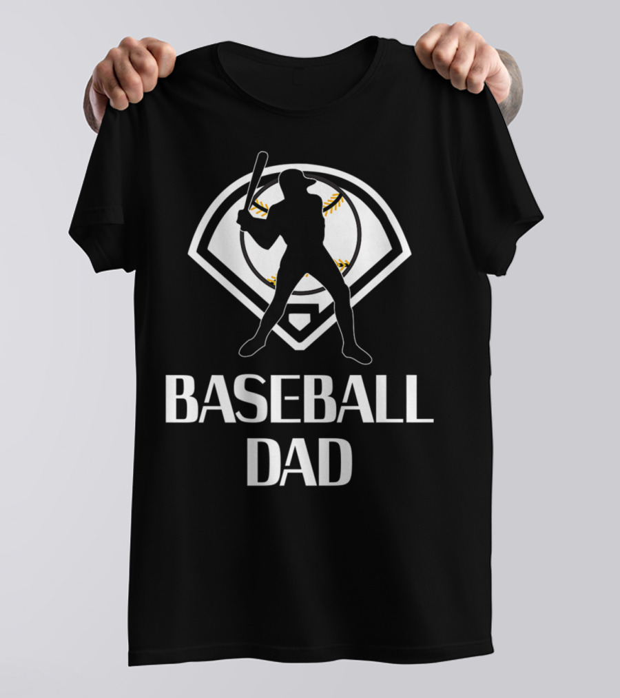 BASEBALL DAD BATTER SILHOUETTE WITH BASEBALL BACKDROP T-Shirt