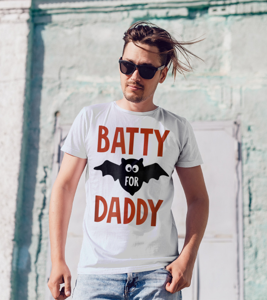 Batty For Daddy Halloween Kids Dad59 T-Shirt