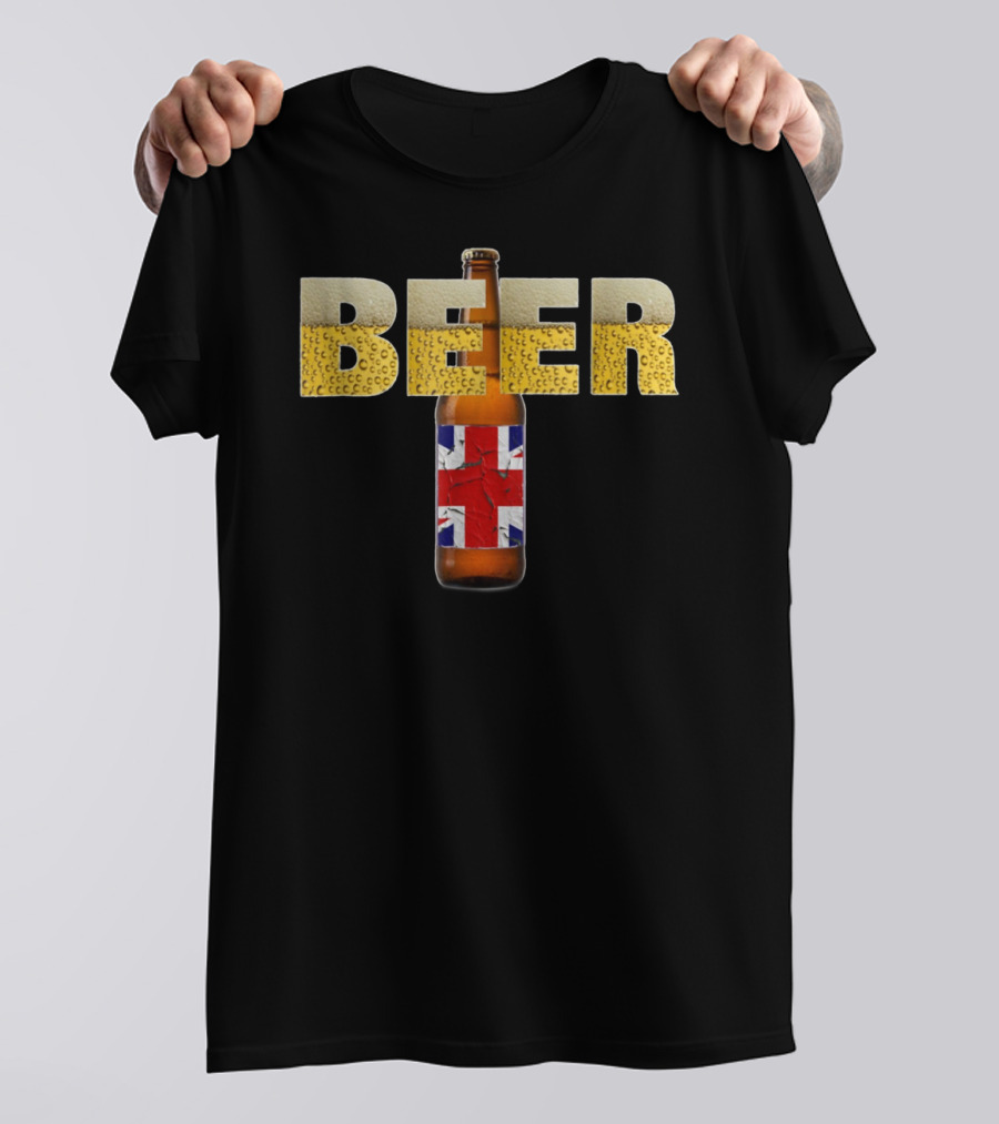 Beer Bottle British Flag Pub Crawl Brewery 29 T-Shirt