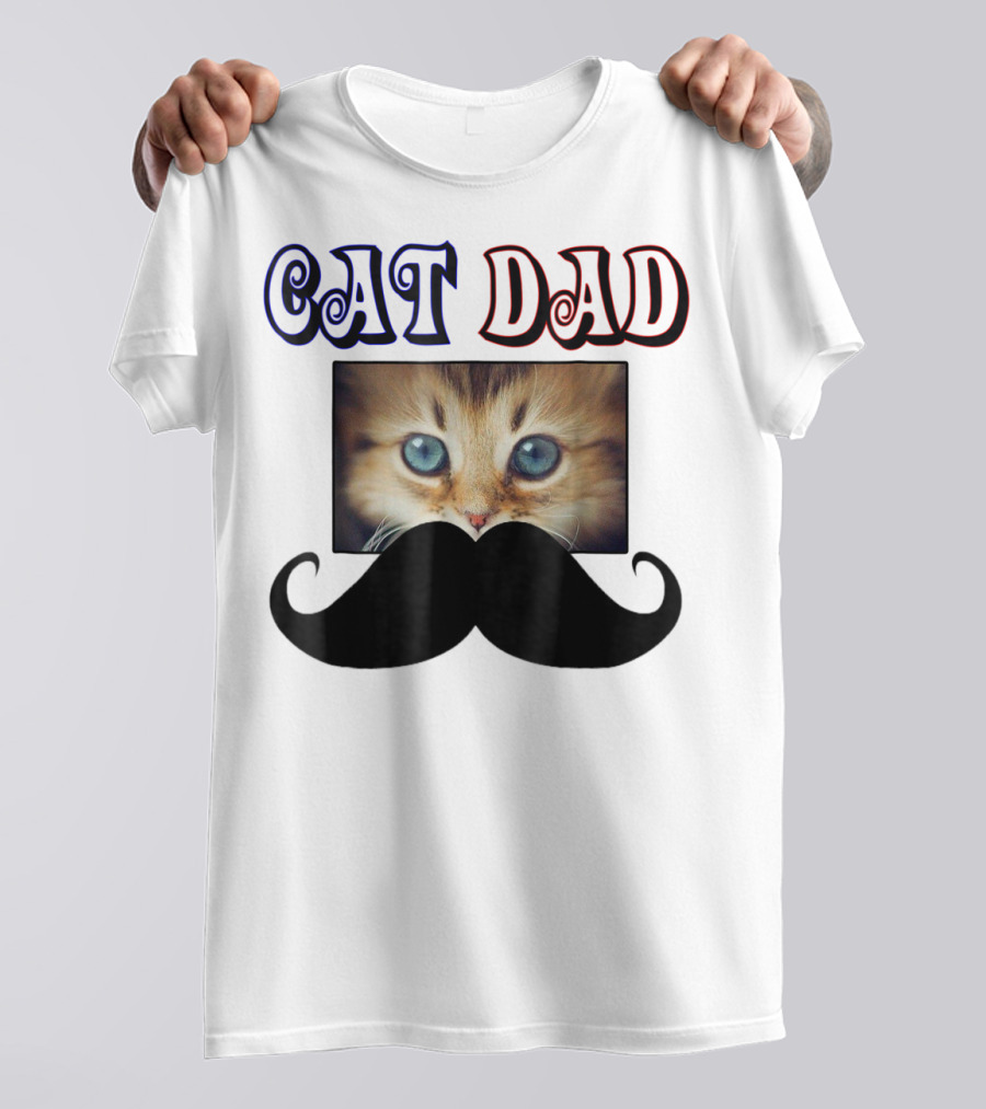 CaT Dad Love Cats76 Moustache Blue Eyed Kitten T-Shirt