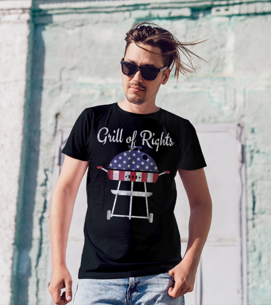 Grill Of Rights 4TH OF JULY Grandpa Grilling American Flag T-Shirt