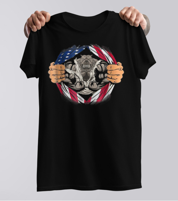 American Pitbull Strength Within US Flag S84 T-Shirt