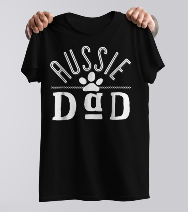 Aussie Dad With Paw Print Design For Australian Shepherd Enthusiasts T-Shirt