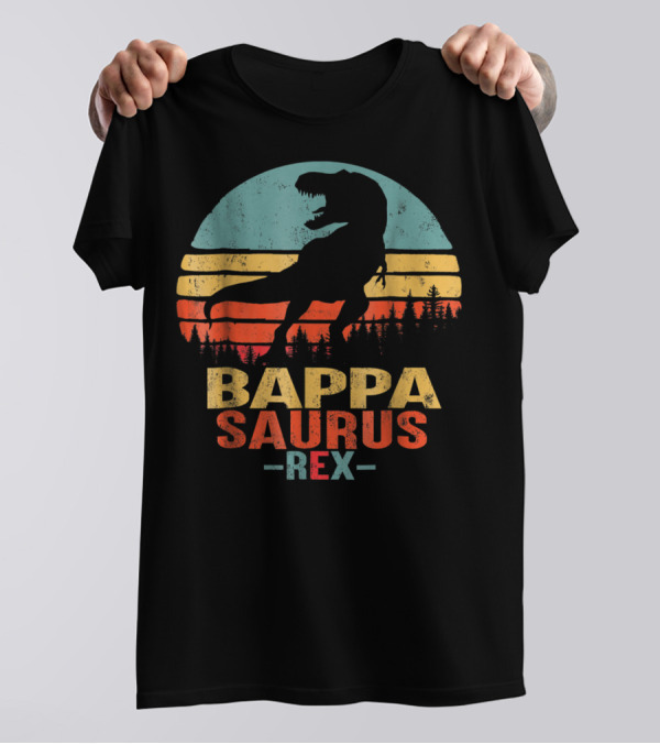 Bappasaurus Rex Dinosaur Retro Sunset T-Shirt