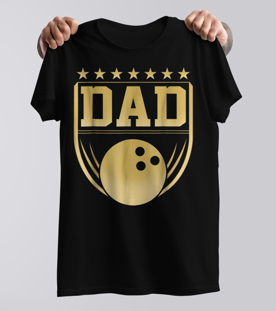 Dad Bowling Golden Shield Medal T-Shirt