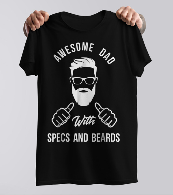 Awesome Dad With Specs And Beards Thumbs Up T-Shirt