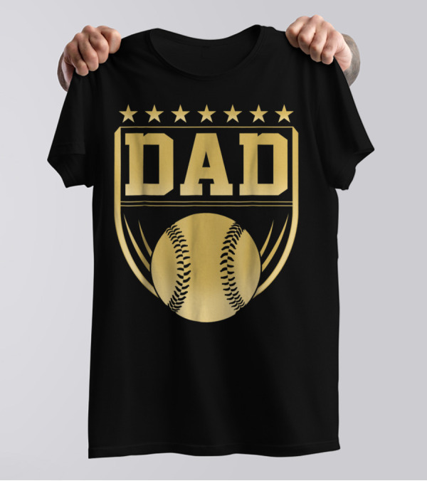 Golden Shield Baseball Dad Medal 76 T-Shirt