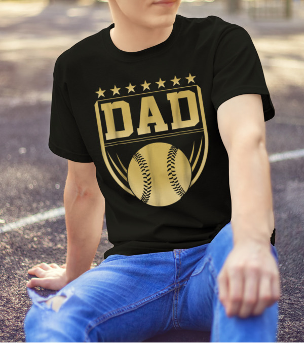 Golden Shield Baseball Dad Medal 76 T-Shirt