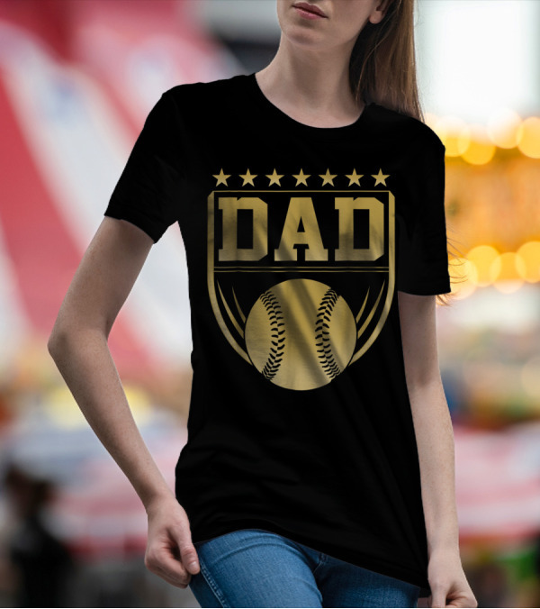Golden Shield Baseball Dad Medal 76 T-Shirt