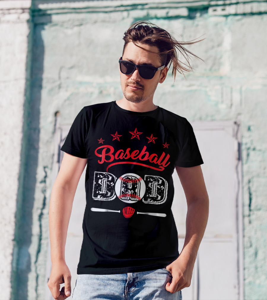 Baseball Dad Stars And Bats T-Shirt