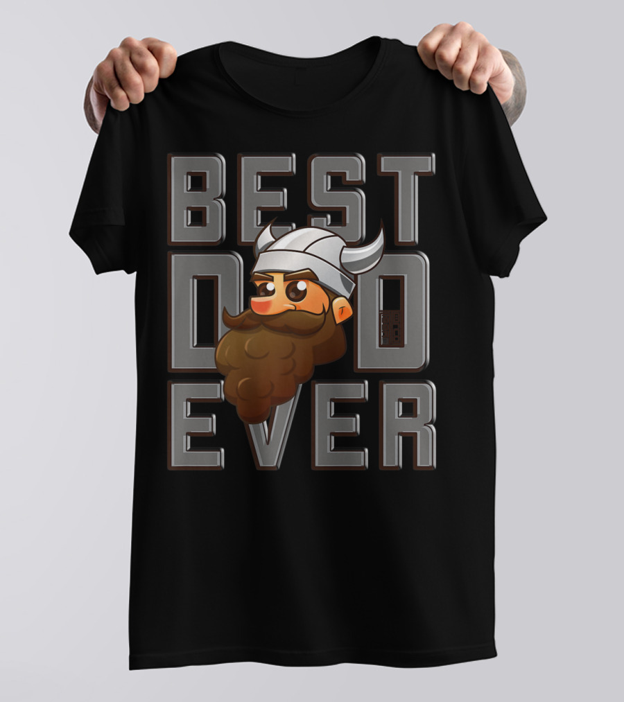 BEST VIKING DAD EVER VIKINGS LEGEND POP BEARD HORNED HELMET CARTOON T-Shirt