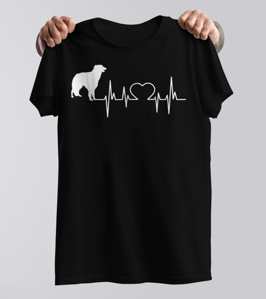 Borzoi Dog Heartbeat Line With Heart Shape T-Shirt