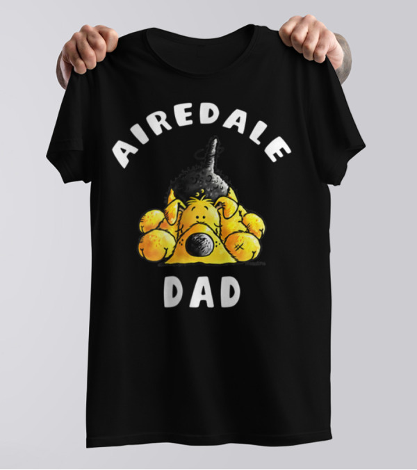 Airedale Terrier Dad Dog Breed Cartoon T-Shirt