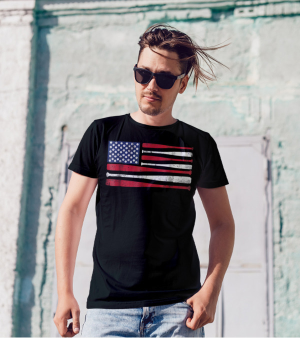 American Flag Baseball Bat T-Shirt