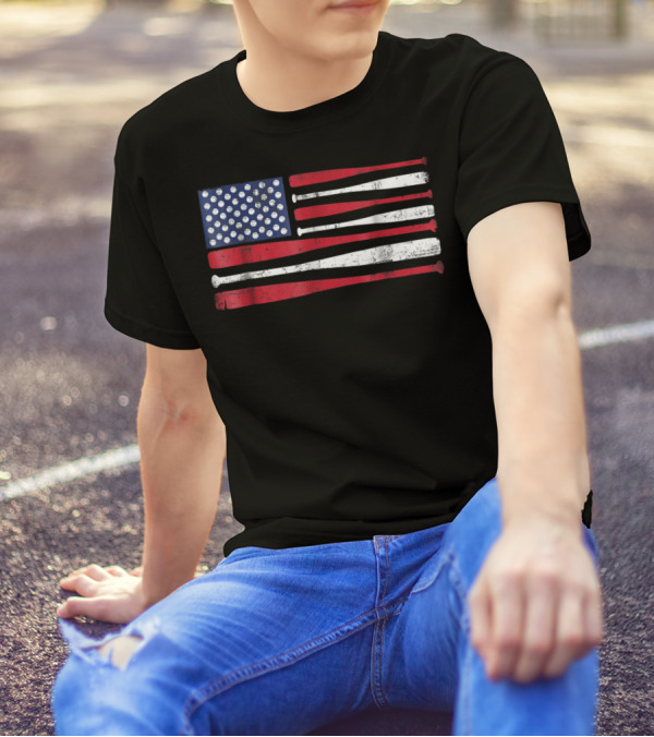 American Flag Baseball Bat T-Shirt