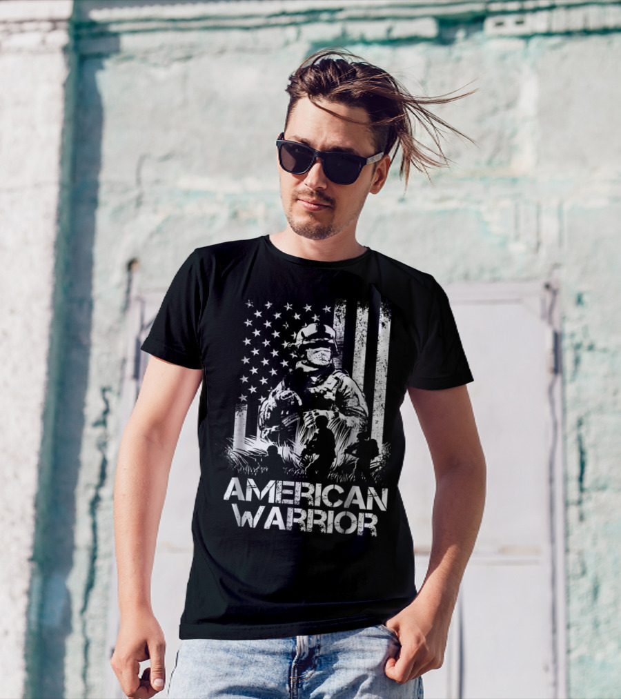 American Warrior Veteran Proud USA Patriotic Soldier T-Shirt