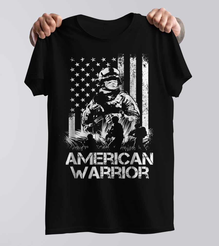 American Warrior Veteran Proud USA Patriotic Soldier T-Shirt