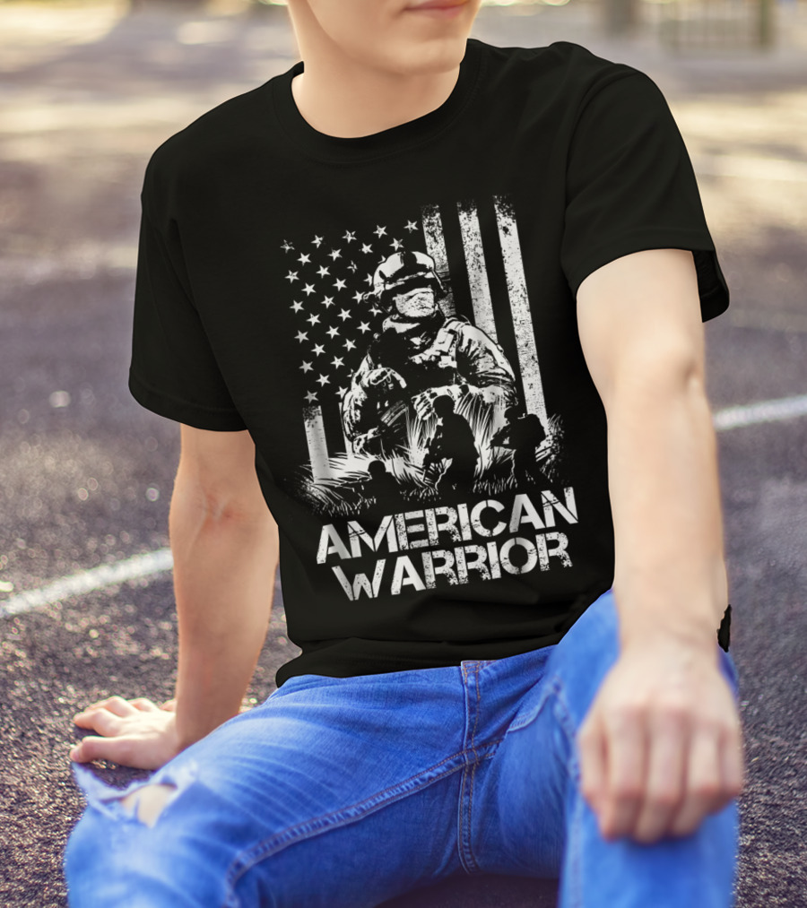American Warrior Veteran Proud USA Patriotic Soldier T-Shirt