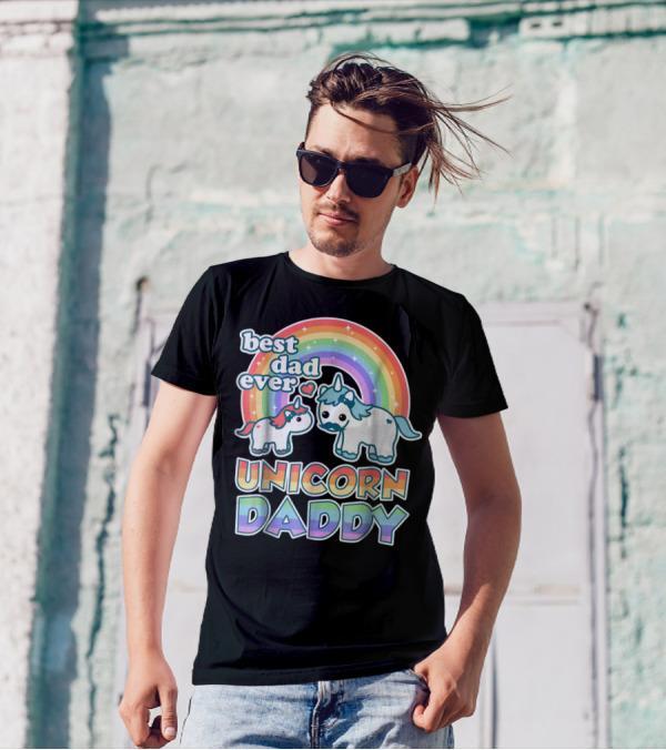 Best Dad Ever Unicorn Daddy Cute Funny Rainbow T-Shirt