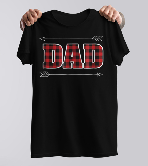 Buffalo Plaid Dad Lumberjack Family Birthday Arrows T-Shirt