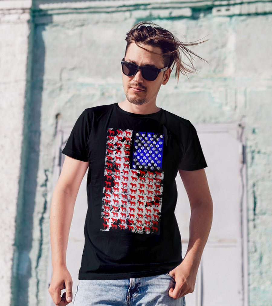 4th July American Mastiff Mom And Dad Patriotic Flag T-Shirt