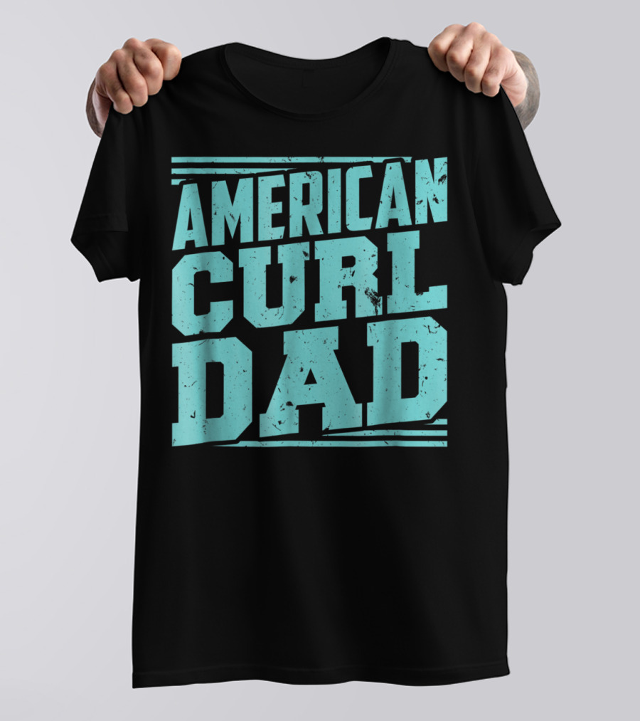 American Curl Dad Retro Blue Typography T-Shirt