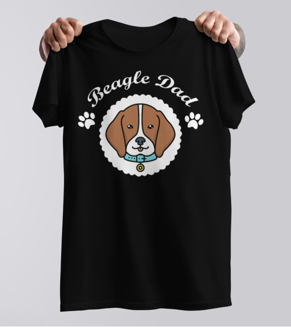 Beagle Dad Funny Love Dog Pet Paw Prints T-Shirt