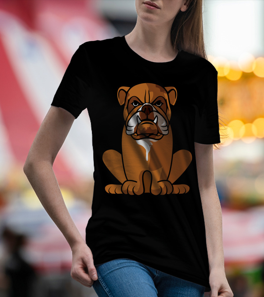 Bulldog Sitting Waiting For Holidays Cheerfully T-Shirt