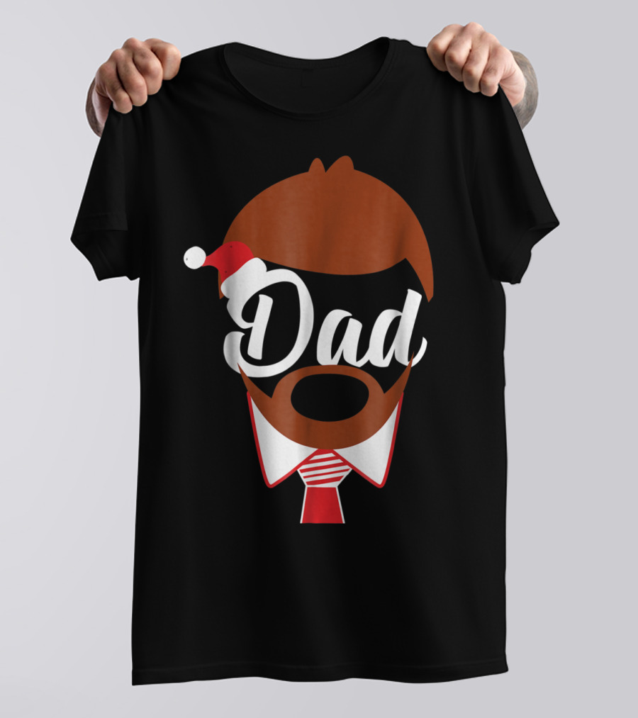 Dad Face Santa Hat Christmas Family Matching Holiday82 T-Shirt