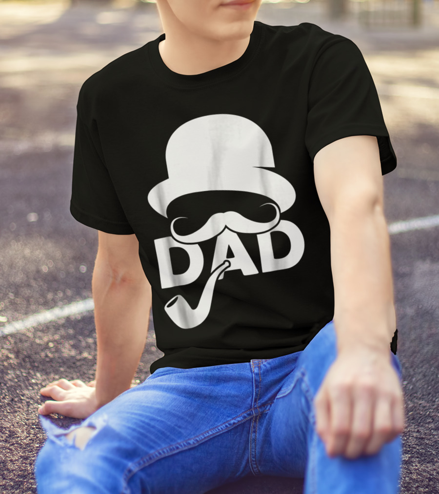Cool Dad Mustache Hat Pipe T-Shirt