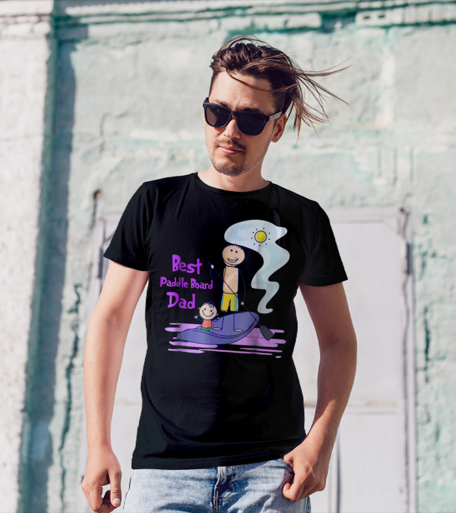 Best Paddle Board Dad Fun Stick Figure T-Shirt