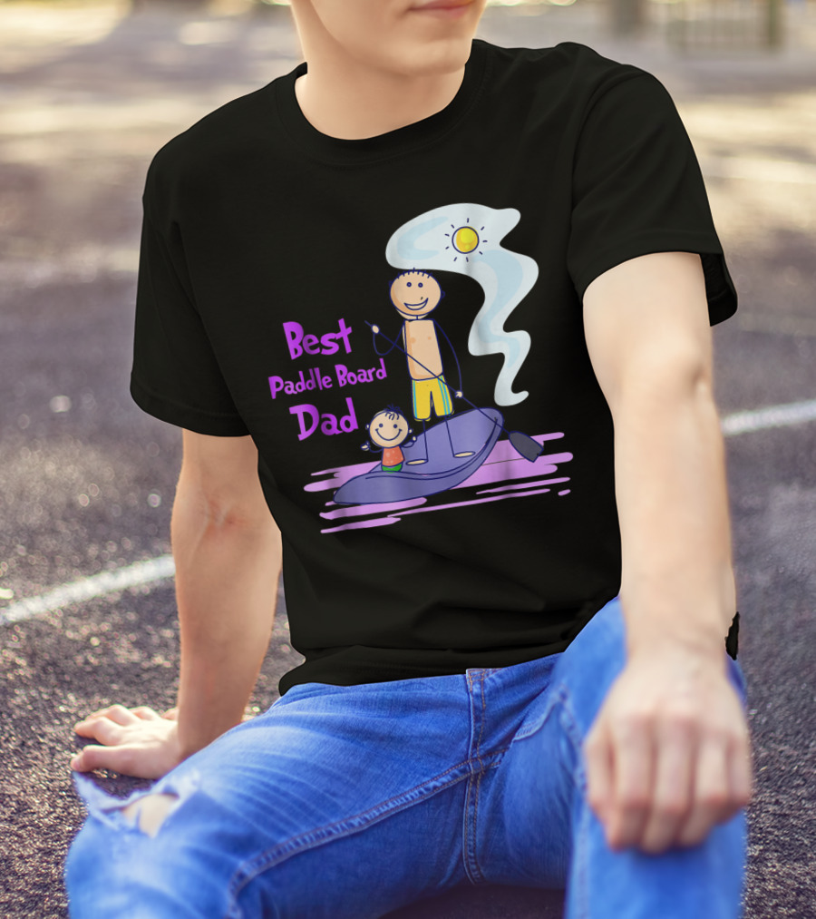Best Paddle Board Dad Fun Stick Figure T-Shirt