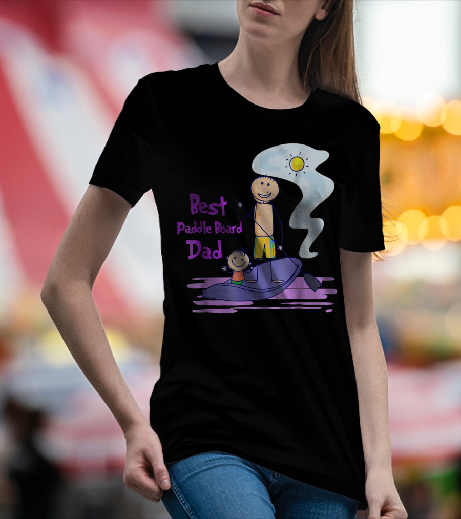 Best Paddle Board Dad Fun Stick Figure T-Shirt